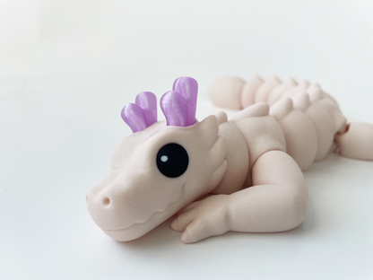 Zou's Beige Dragon Fidget Toy- - Medium High-Quality 3D Printed Articulated Dragon for Tabletop Tactile Play & Stress Relief