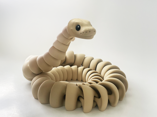 ZOU's Large Solid Beige Boa Snake Toy - High-Quality 3D-Printed Articulated Buddy with Tiki-Taka Noise for Indoor and Outdoor Play