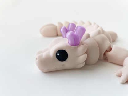 Zou's Beige Dragon Fidget Toy- - Medium High-Quality 3D Printed Articulated Dragon for Tabletop Tactile Play & Stress Relief