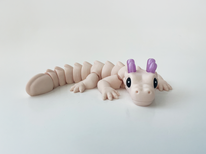 Zou's Beige Dragon Fidget Toy- - Medium High-Quality 3D Printed Articulated Dragon for Tabletop Tactile Play & Stress Relief