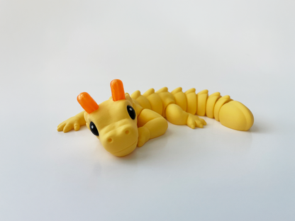 Zou's Yellow Dragon Fidget Toy- - Medium High-Quality 3D Printed Articulated Dragon for Tabletop Tactile Play & Stress Relief