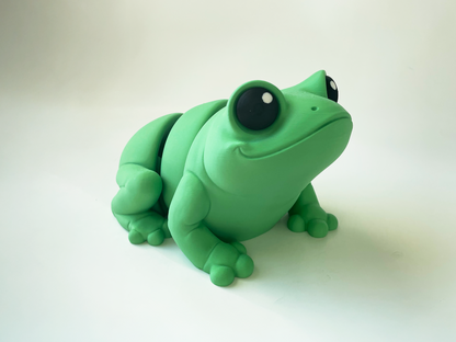 ZOU's BIG Green Frog Fidget Toy - Large High-Quality 3D Printed Articulated Froggy for Indoor & Outdoor & Stress Relief Play