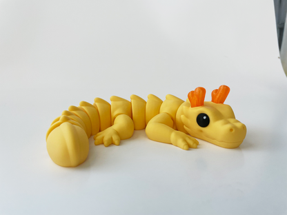 Zou's Yellow Dragon Fidget Toy- - Medium High-Quality 3D Printed Articulated Dragon for Tabletop Tactile Play & Stress Relief
