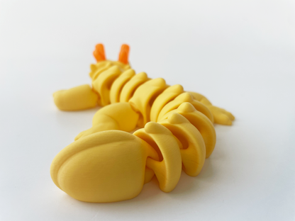 Zou's Yellow Dragon Fidget Toy- - Medium High-Quality 3D Printed Articulated Dragon for Tabletop Tactile Play & Stress Relief