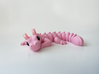 Zou's Pink Dragon Fidget Toy- - Medium High-Quality 3D Printed Articulated Dragon for Tabletop Tactile Play & Stress Relief