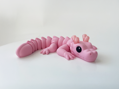 Zou's Pink Dragon Fidget Toy- - Medium High-Quality 3D Printed Articulated Dragon for Tabletop Tactile Play & Stress Relief