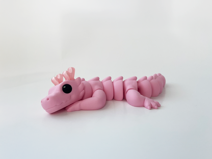 Zou's Pink Dragon Fidget Toy- - Medium High-Quality 3D Printed Articulated Dragon for Tabletop Tactile Play & Stress Relief