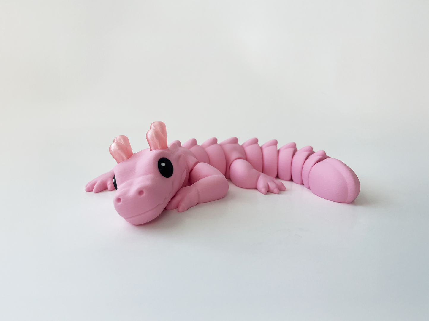 Zou's Pink Dragon Fidget Toy- - Medium High-Quality 3D Printed Articulated Dragon for Tabletop Tactile Play & Stress Relief