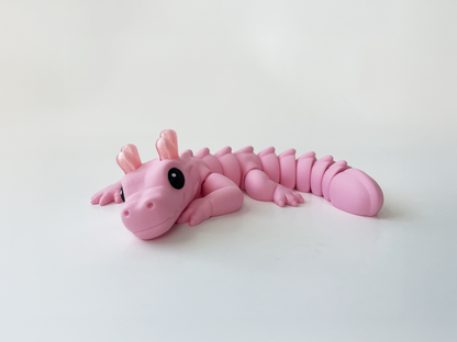 Zou's Pink Dragon Fidget Toy- - Medium High-Quality 3D Printed Articulated Dragon for Tabletop Tactile Play & Stress Relief