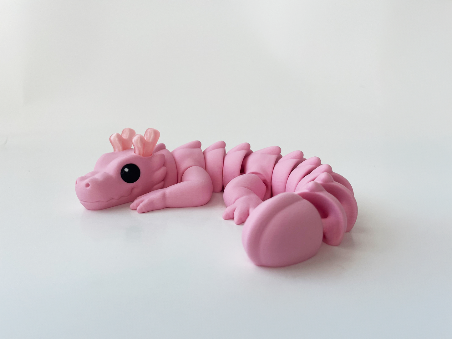 Zou's Pink Dragon Fidget Toy- - Medium High-Quality 3D Printed Articulated Dragon for Tabletop Tactile Play & Stress Relief