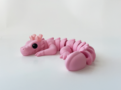 Zou's Pink Dragon Fidget Toy- - Medium High-Quality 3D Printed Articulated Dragon for Tabletop Tactile Play & Stress Relief