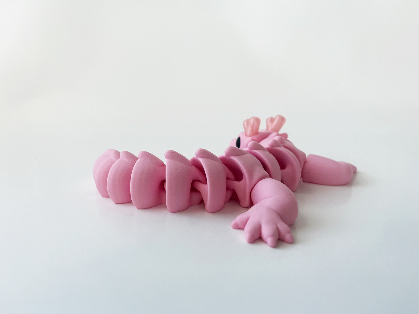 Zou's Pink Dragon Fidget Toy- - Medium High-Quality 3D Printed Articulated Dragon for Tabletop Tactile Play & Stress Relief
