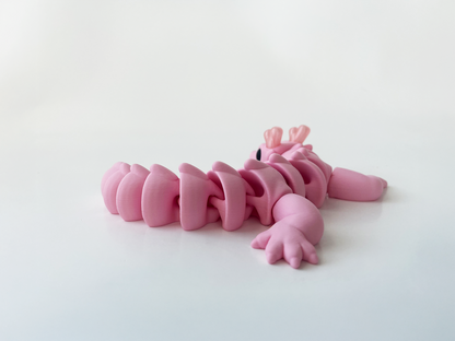 Zou's Pink Dragon Fidget Toy- - Medium High-Quality 3D Printed Articulated Dragon for Tabletop Tactile Play & Stress Relief
