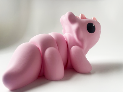 ZOU's BIG Pink Triceratops Dino Fidget Toy - High-Quality 3D Printed Articulated Dinosaur for Indoor & Outdoor Stress Relief Play