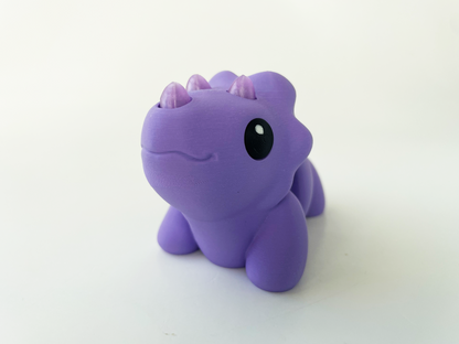ZOU's Baby Purple Triceratops Dino Fidget Toy - High-Quality 3D Printed Articulated Dinosaur for Indoor & Outdoor & Stress Relief Play