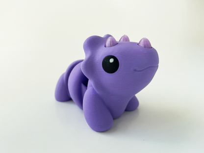 ZOU's Baby Purple Triceratops Dino Fidget Toy - High-Quality 3D Printed Articulated Dinosaur for Indoor & Outdoor & Stress Relief Play