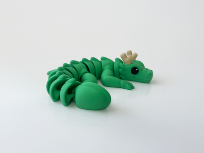 Zou's Green Dragon Fidget Toy- - Medium High-Quality 3D Printed Articulated Dragon for Tabletop Tactile Play & Stress Relief