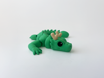 Zou's Green Dragon Fidget Toy- - Medium High-Quality 3D Printed Articulated Dragon for Tabletop Tactile Play & Stress Relief