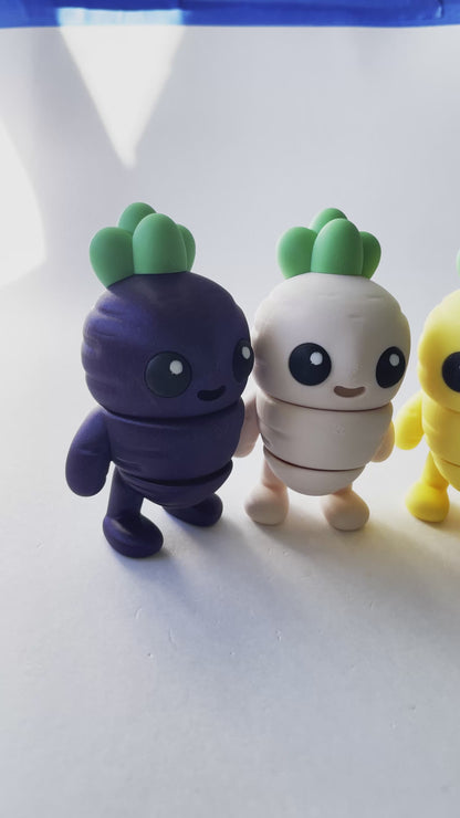 Diverse Carrot Guys (Set of 4) Fidget Premium Toys Play Set for Pretend, Tactile, Veggie STEM Learning and Play