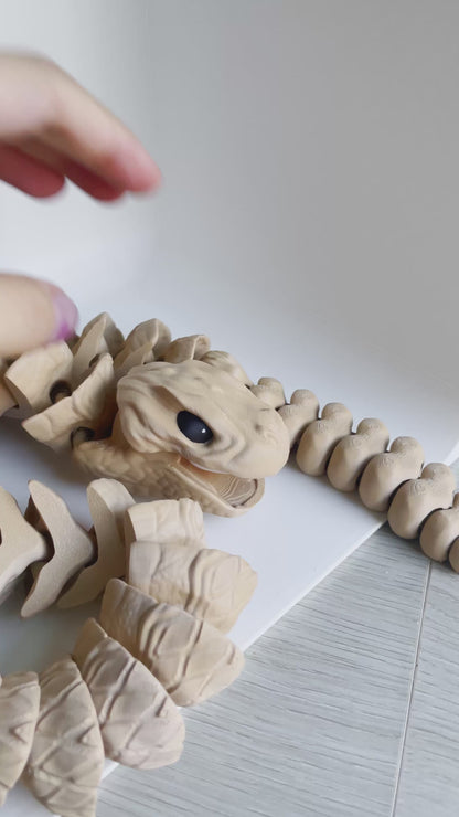 Tom's Big Brown Rattle Snake Massive Fidget Toy - High-Quality 3D-Printed Articulated Snake with Tiki-Taka Noise for Indoor and Outdoor Play
