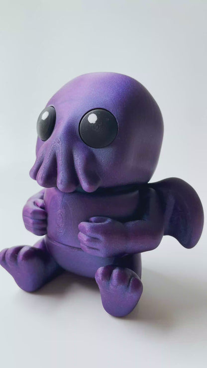 Galaxy Purple Cthulhu Flexi 3D Printed Figurine for Tactile Play!