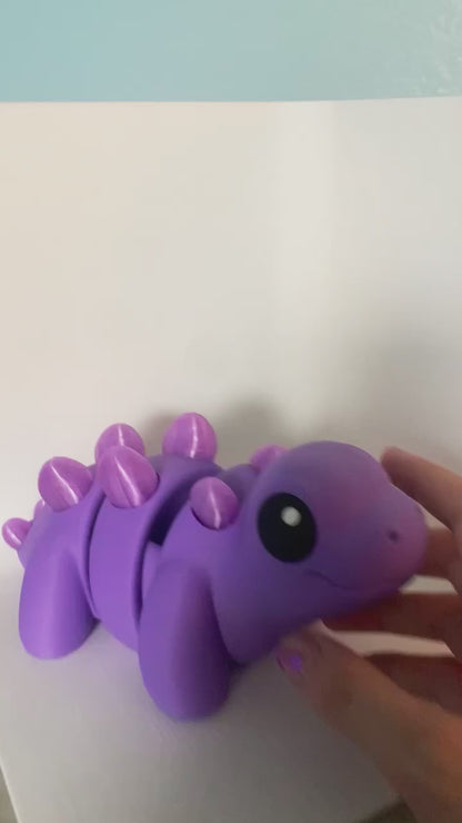 ZOU's BIG Purple Stegosaurus Dino Fidget Toy - High-Quality 3D Printed Articulated Dinosaur for Indoor & Outdoor & Stress Relief Play