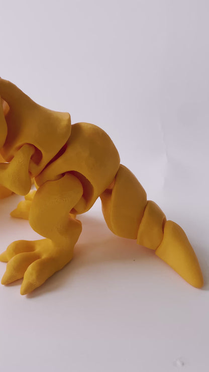 3D Printed Orange T-Rex: Posable Dinosaur Toy by Cinderwing3D