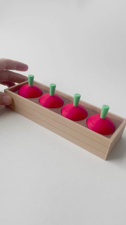 Mom's Red Radish Garden Set on a Linear Plate - Articulated Garden for Tabletop Tactile Play & Stress Relief