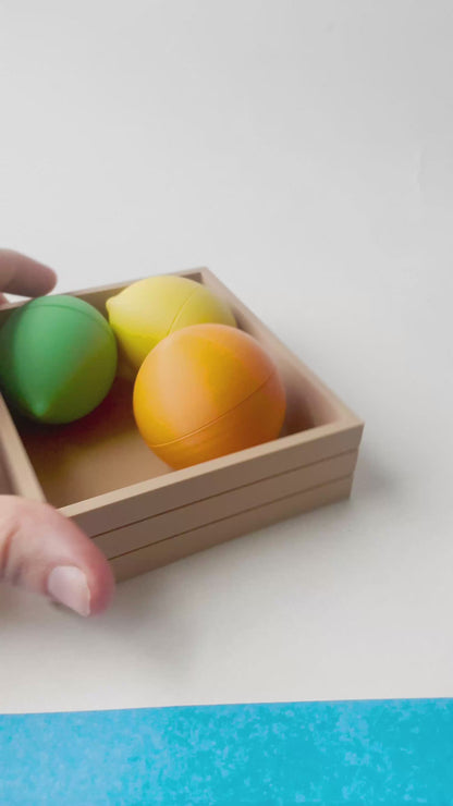 Mom's Fruit Fidget Garden Set on a Square Plate - Articulated Fruit Fidgets for Tabletop Tactile Play & Stress Relief