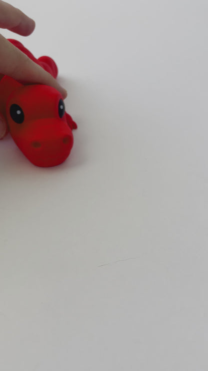 ZOU's Red T-Rex Dino Fidget Toy - Medium High-Quality 3D-Printed Articulated Buddy with Tiki-Taka Noise for Indoor and Outdoor Play & Stress Relief