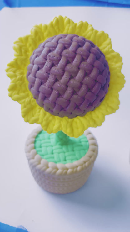 Sunflowers in a Latte Basket Desktop Decor For Lovers and Friends