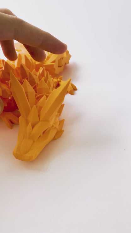 Big Orange Dragon: Winged 3D Printed Fantasy Beast by Cinderwing3D
