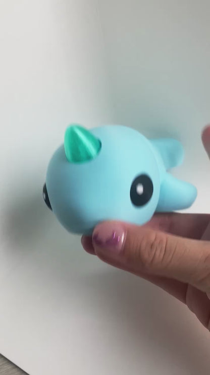 Zou's Blue Narwhal Fidget Toy- - High-Quality 3D Printed Articulated Whale for Tabletop Tactile Play & Stress Relief