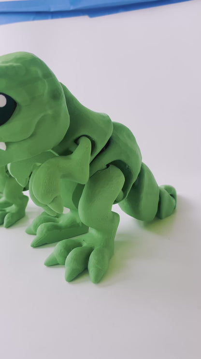3D Printed Green T-Rex: Posable Dinosaur Toy by Cinderwing3D