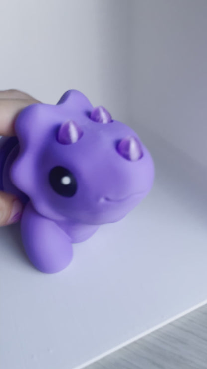 ZOU's BIG Purple Triceratops Dino Fidget Toy - High-Quality 3D Printed Articulated Dinosaur for Indoor & Outdoor Stress Relief Play