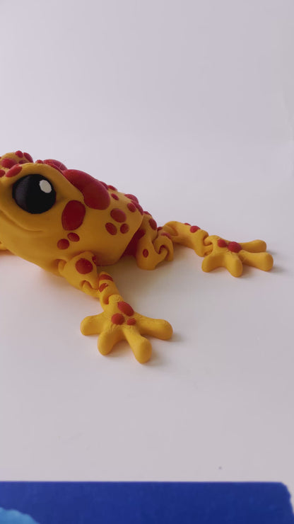 3D Printed Yellow Toad Toy: Posable Jungle Creature by Cinderwing3D