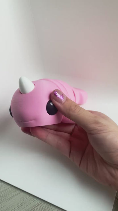 Zou's Pink Narwhal Fidget Toy- - High-Quality 3D Printed Articulated Whale for Tabletop Tactile Play & Stress Relief
