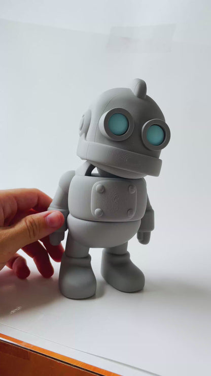 Classic Grey Iron Giant Robot Flexi 3D Printed Toy