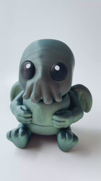 Galaxy Green Cthulhu Flexi 3D Printed Figurine for Tactile Play!