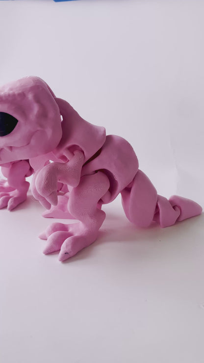 Big Pink T-Rex: 3D Printed Posable Dinosaur by Cinderwing3D