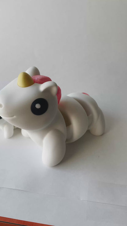 Classic White and Pink Unicorn Flexi Toy Figurine for Tactile Fantasy Play!