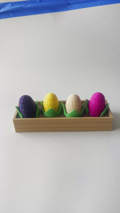 Mom's Peruvian Corn Garden Set on a Linear Plate - Articulated Garden for Tabletop Tactile Play & Stress Relief