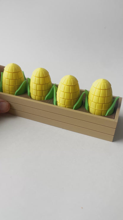 Mom's American Corn Garden Set on a Linear Plate - Articulated Garden for Tabletop Tactile Play & Stress Relief