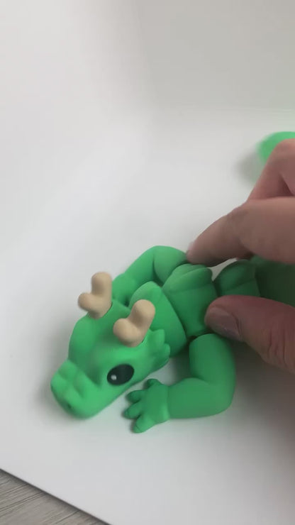 Zou's Green Dragon Fidget Toy- - Medium High-Quality 3D Printed Articulated Dragon for Tabletop Tactile Play & Stress Relief